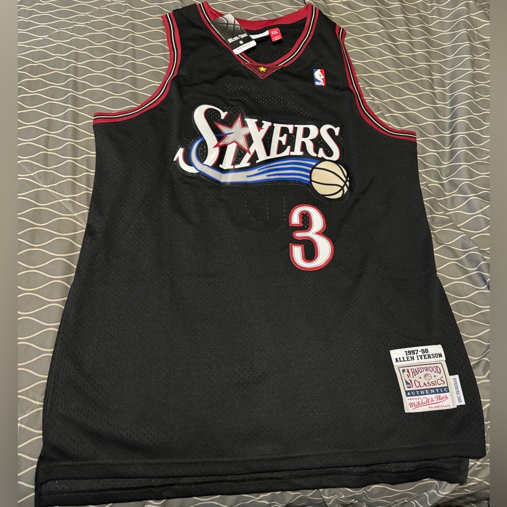 Allen Iverson Dark #3 Mitchell & Ness Swingman Philadelphia 76ers 1997-98 Jersey